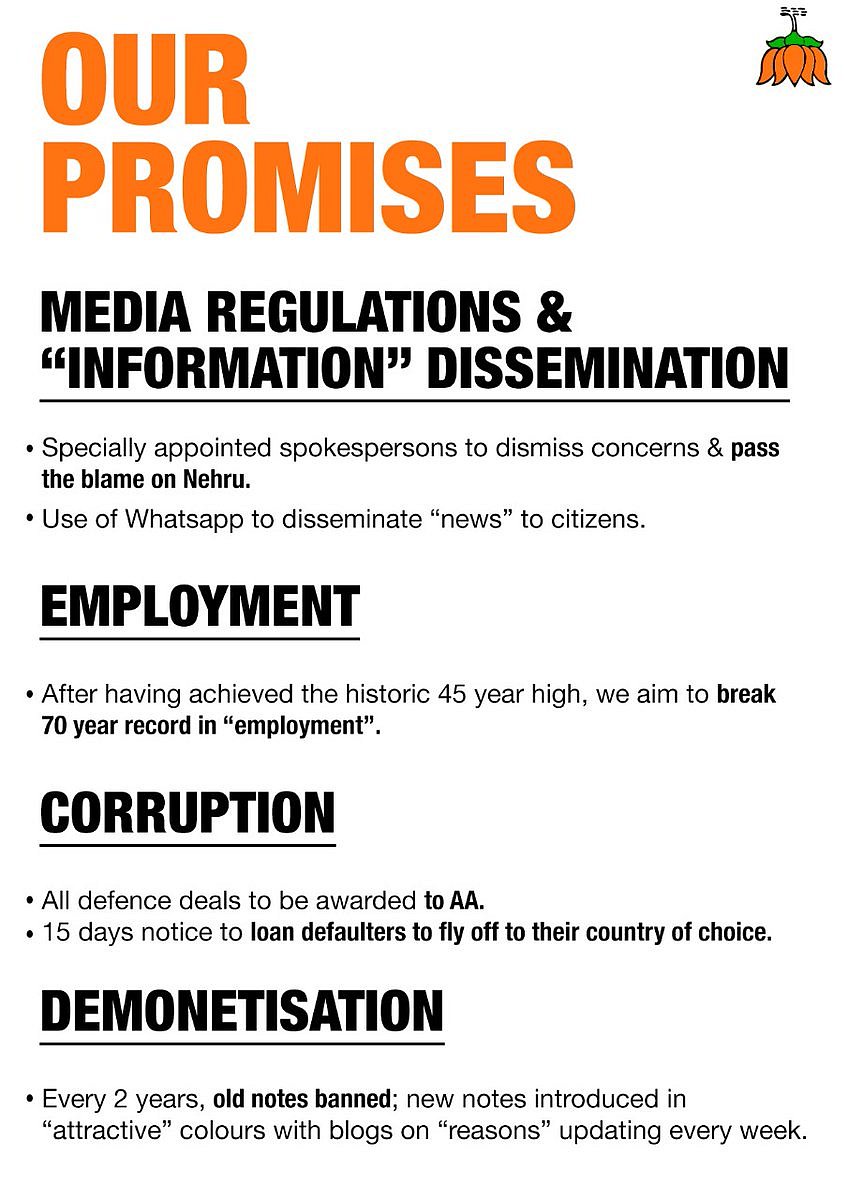 Congress releases parody manifesto of Bharatiya Jumla Party (BJP) on April Fool’s Day 
