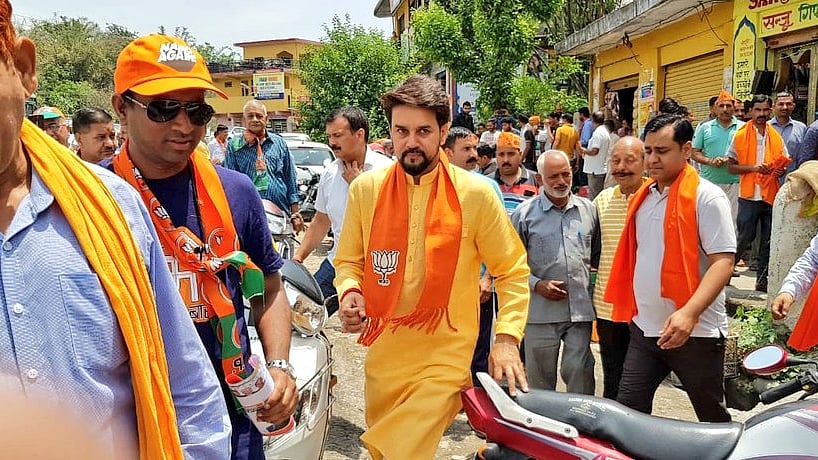 Anurag Thakur, BJP candidate campaigning in Hamirpur constituency