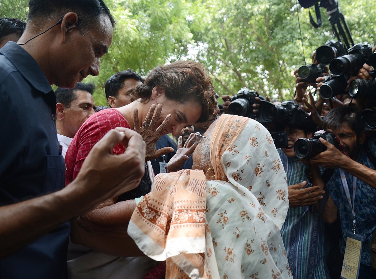 Priyanka hugs her 90-year-old neighbour after voting