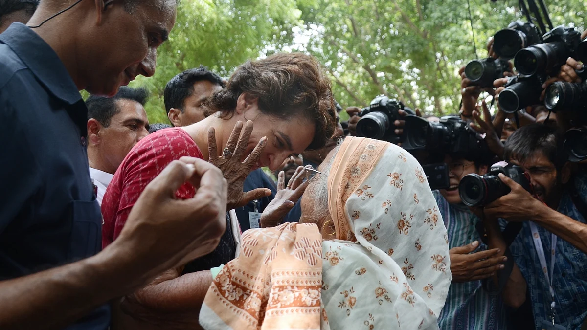Priyanka hugs her 90-year-old neighbour after voting