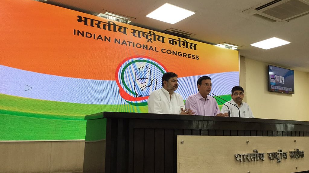 Congress’ chief spokesperson Randeep Surjewala at press conference (Twitter)