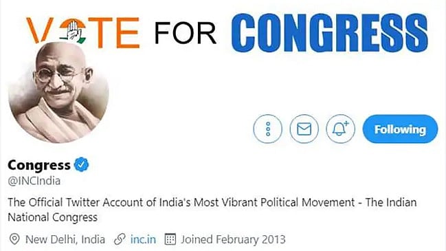 Congress switches to Mahatma Gandhi’s image on twitter profile