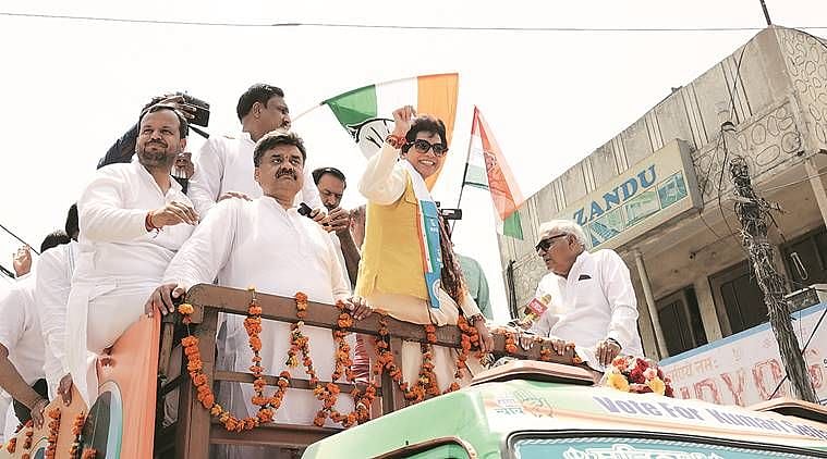 Kumari Selja and Bhupinder Hooda in an election rally in Haryana (file photo-social media)