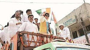 Kumari Selja and Bhupinder Hooda in an election rally in Haryana (file photo-social media)