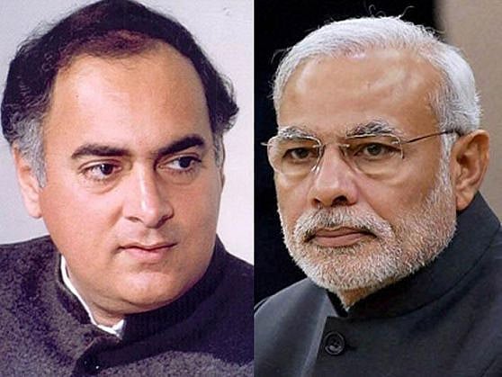 Former Prime Minister Rajiv Gandhi and Prime Minister Narendra Modi