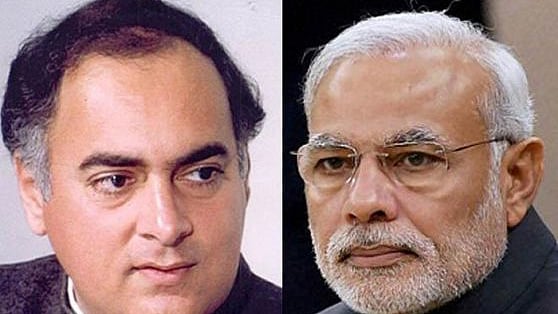 Former Prime Minister Rajiv Gandhi and Prime Minister Narendra Modi
