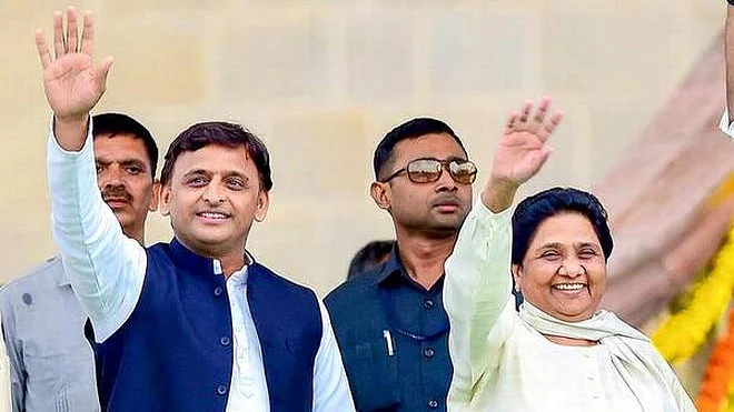  SP President Akhilesh Yadav and Bahujan Samaj Party (BSP) President Mayawati 