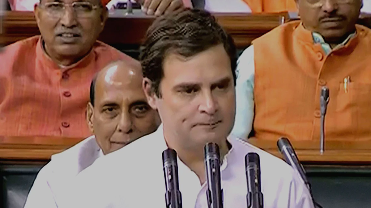 Congress president Rahul Gandhi taking the oath as a member of the 17th Lok Sabha on June 17, 2019.