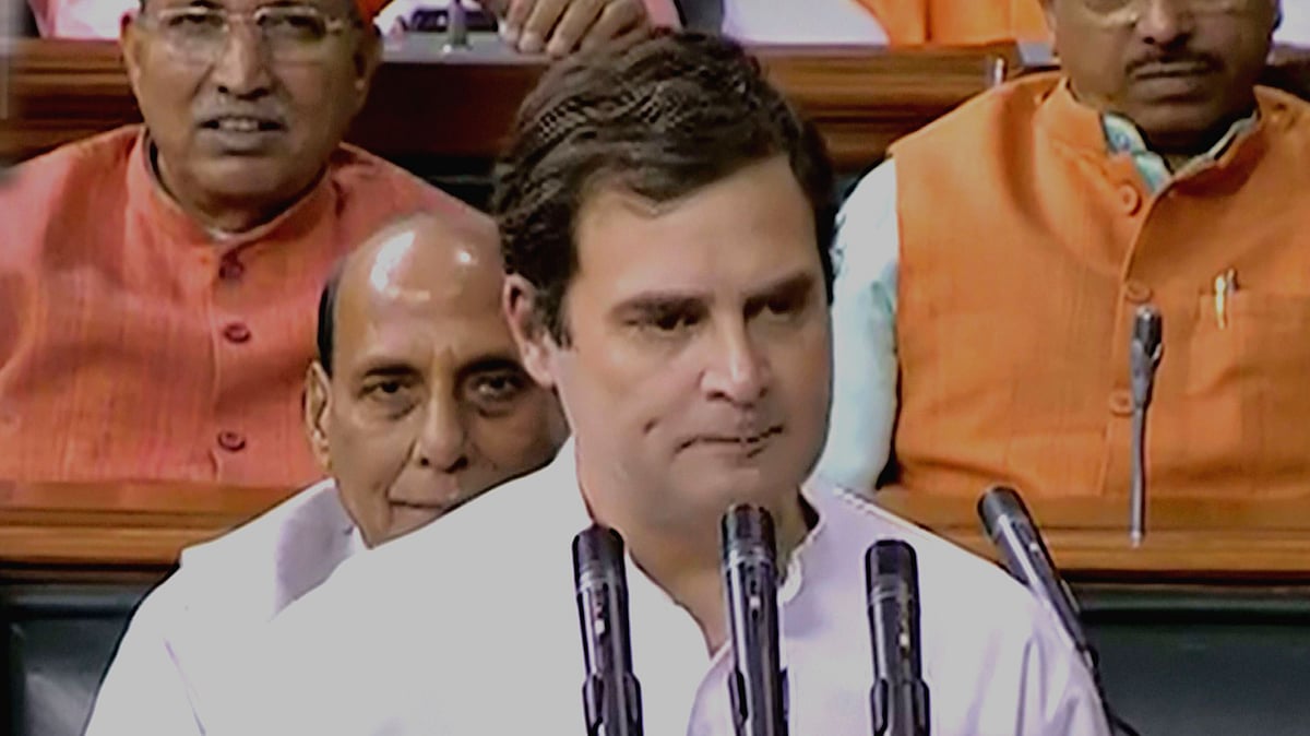 Congress president Rahul Gandhi taking the oath as a member of the 17th Lok Sabha on June 17, 2019.