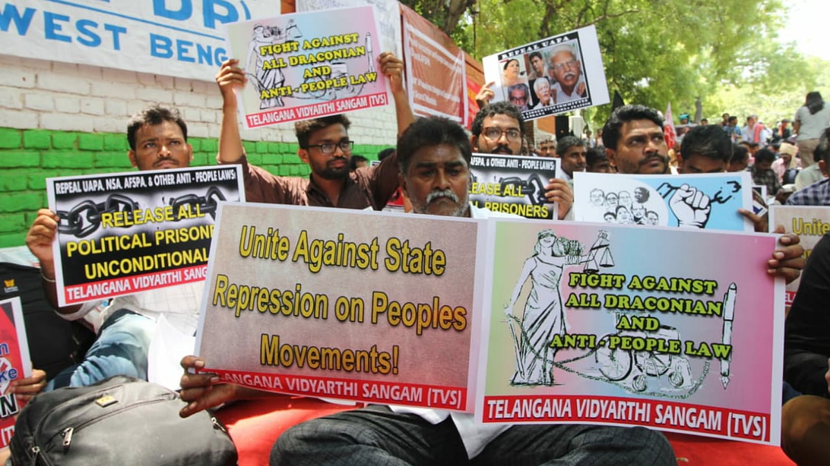 Activists protesting against state repression at Jantar Mantar in New Delhi, June 8.