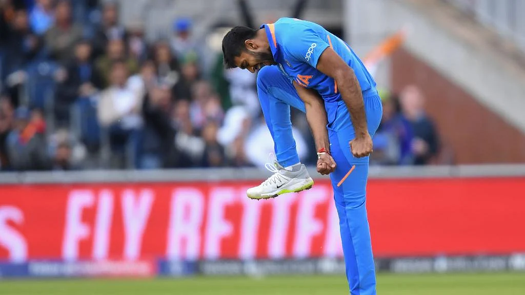 Vijay Shankar celebrates after dismissing Imam-ul-Haq on the very first delivery he bowled in the match.