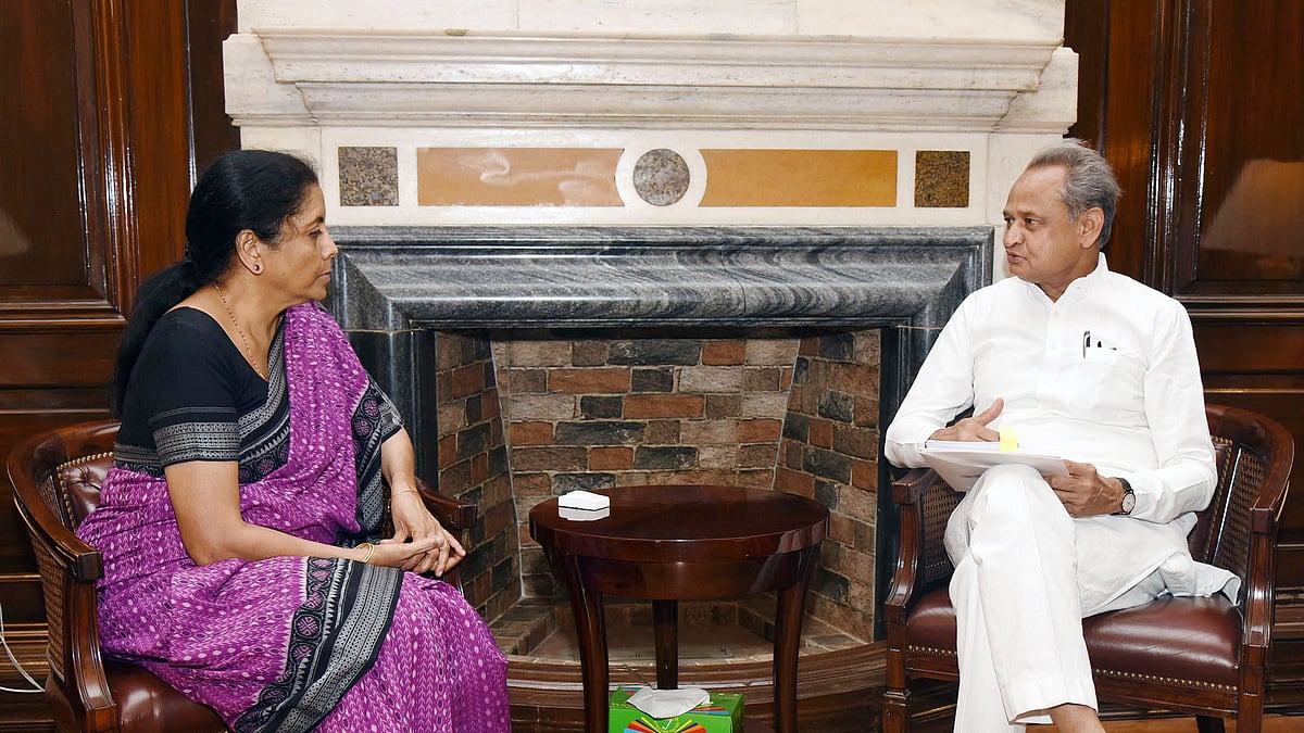 Rajasthan CM Ashok Gehlot with Union Finance Minister Nirmala Sitharaman in New Delhi on June 15, 2019.