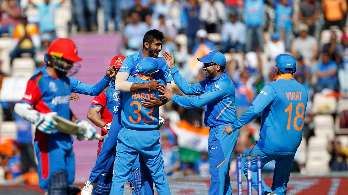 A jubilant Team India after their victory