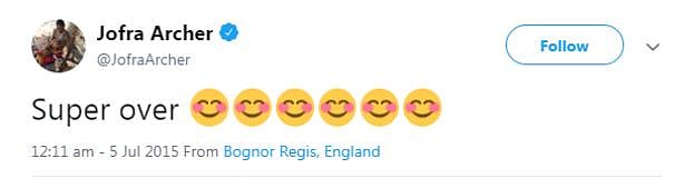 England pacer Jofra Archer predicted Super Over in World Cup Final way back in 2015!