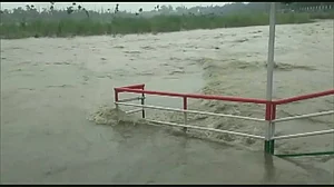 Ganga river flowing close to danger mark at 338.05 meter in Rishikesh