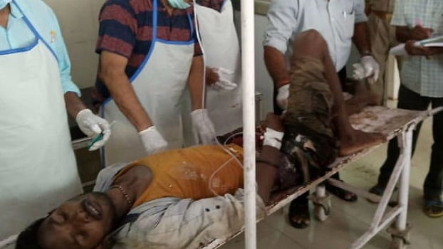 An injured person in the Sonebhadra shoot out.
