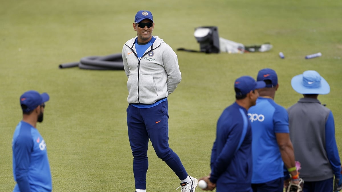 India’s MS Dhoni during a practice session. A file picture. (Photo: Surjeet Yadav/IANS)