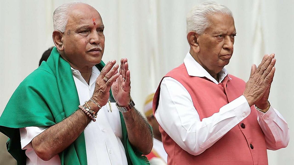 Senior BJP leader BS Yedyurappa with Karnataka Governor Vajubhai Vala (file photo).