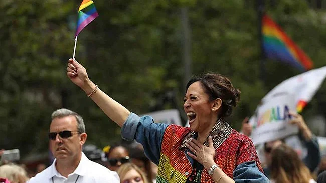 US Senator and Democrat presidential candidate Kamala Harris