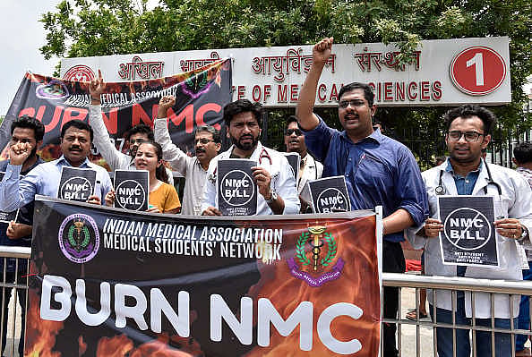 AIIMS doctors wear black badges to work in protest against NMC Bill 