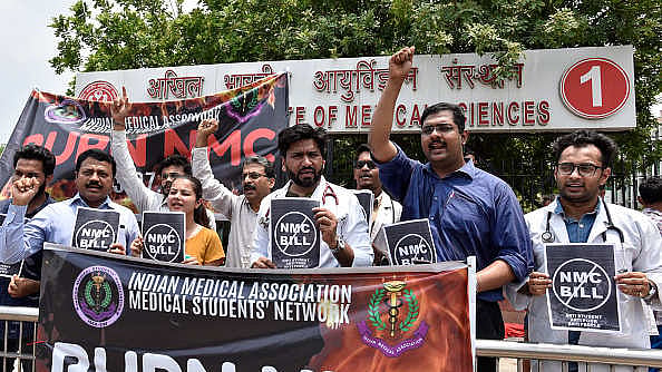 AIIMS doctors protesting against NMC Bill (file photo).