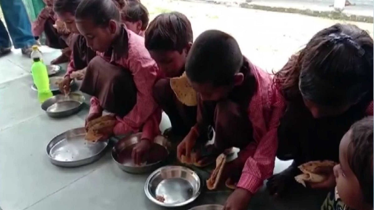 WATCH : UP government school students served Roti-Salt in mid day meal 