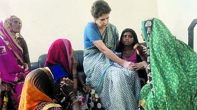 Priyanka Gandhi visits Sonbhadra village, speaks with bereaved families