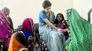 Priyanka Gandhi visits Sonbhadra village, speaks with bereaved families