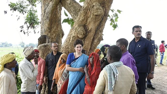Congress Genereal Secretary Priyanka Gandhi in Umbha, Sonbhadra