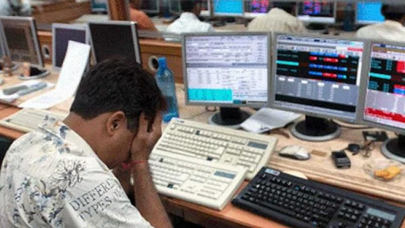 A stock broker mourns as the market crashes (PTI file photo)