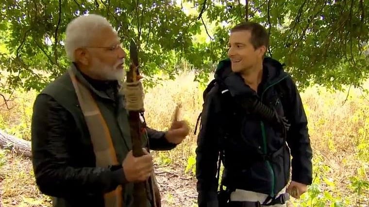 Bear Grylls with PM Narendra Modi in the Corbett tiger resreve.