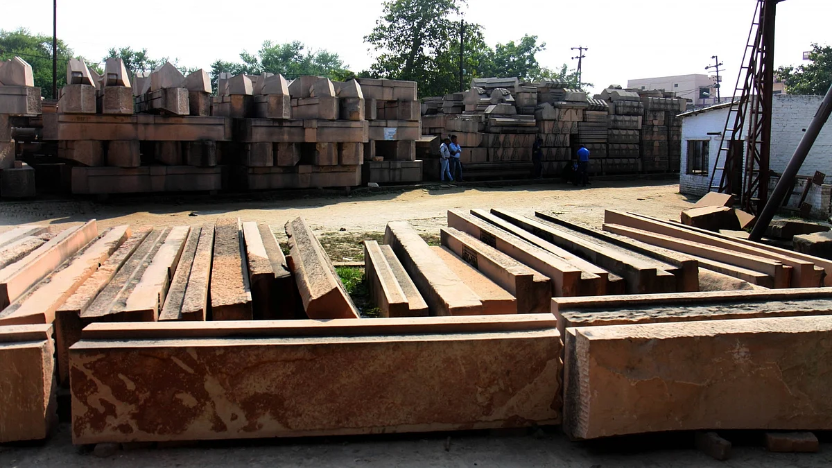 Construction material meant for building the proposed Ram temple in Ayodhya (Photo: IANS)