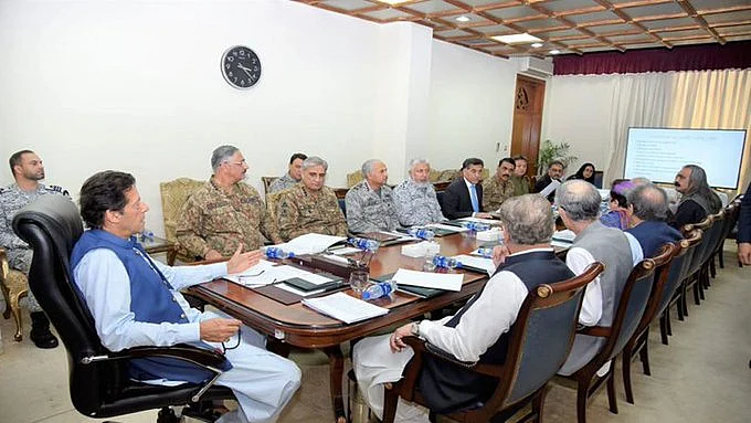 Pakistan PM Imran Khan chairing NSC meet, second within a week. (photo courtesy: social media)&nbsp;