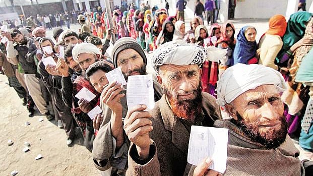 A file photo of voters in Kashmir.
