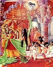 A&nbsp; depiction of queen Draupadi’s ‘cheerharan’ or disrobing in Mahabharat.&nbsp;