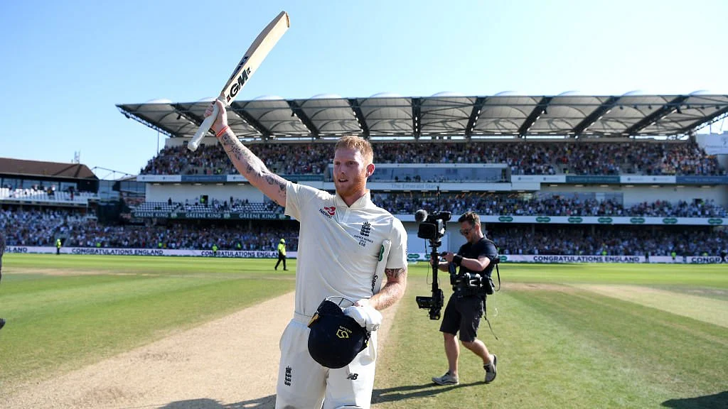 A jubilant Ben Stokes after England beat Australia by one wicket in the third Test at Headingley on Aug 25. (Photo courtesy: ICC)
