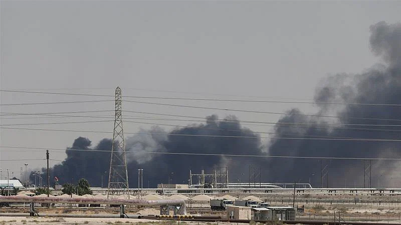 A Saudi Arabian oil facility that came under attack by drones