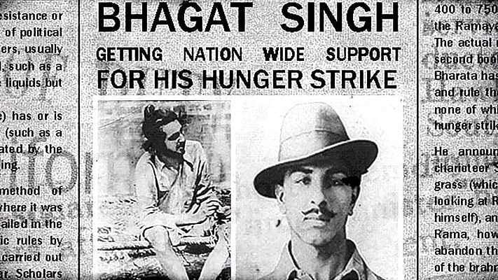 Bhagat singh on newspaper front page headline