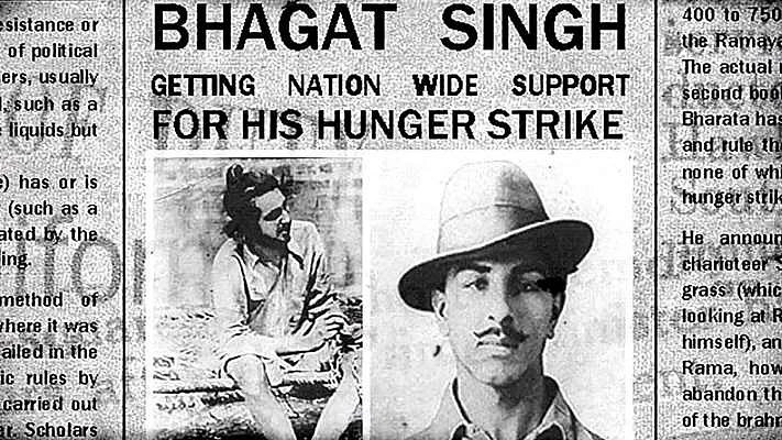 Bhagat singh on newspaper front page headline