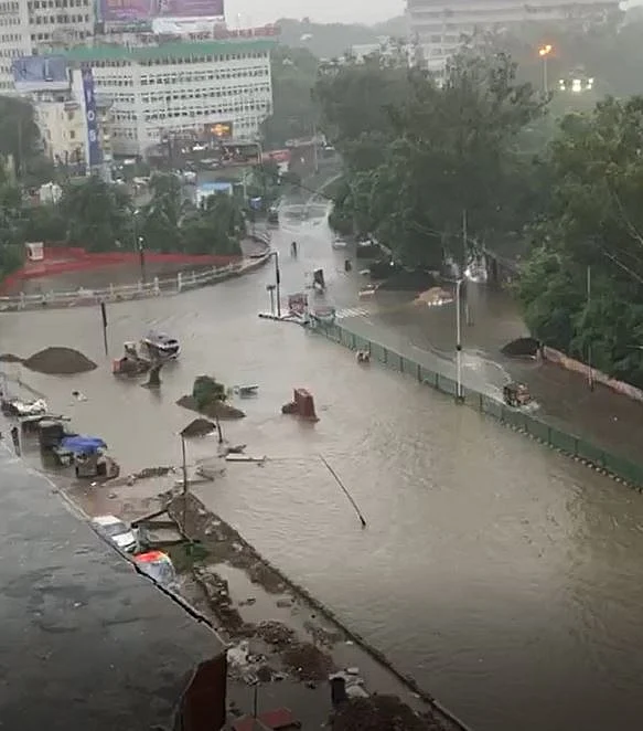 Flooded roads in Patna on Saturday after 48 hours of incessant rains