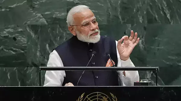 Modi addressing the UN General Assembly on Friday.