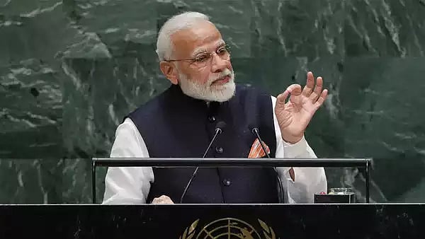 Modi addressing the UN General Assembly on Friday.