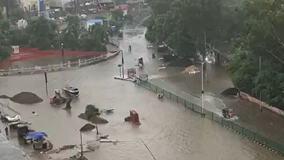 A flooded road in Patna after 48 hours of continuous rains, on Sep 28, 2019 (NH photo/Zaheeb Ajmal).