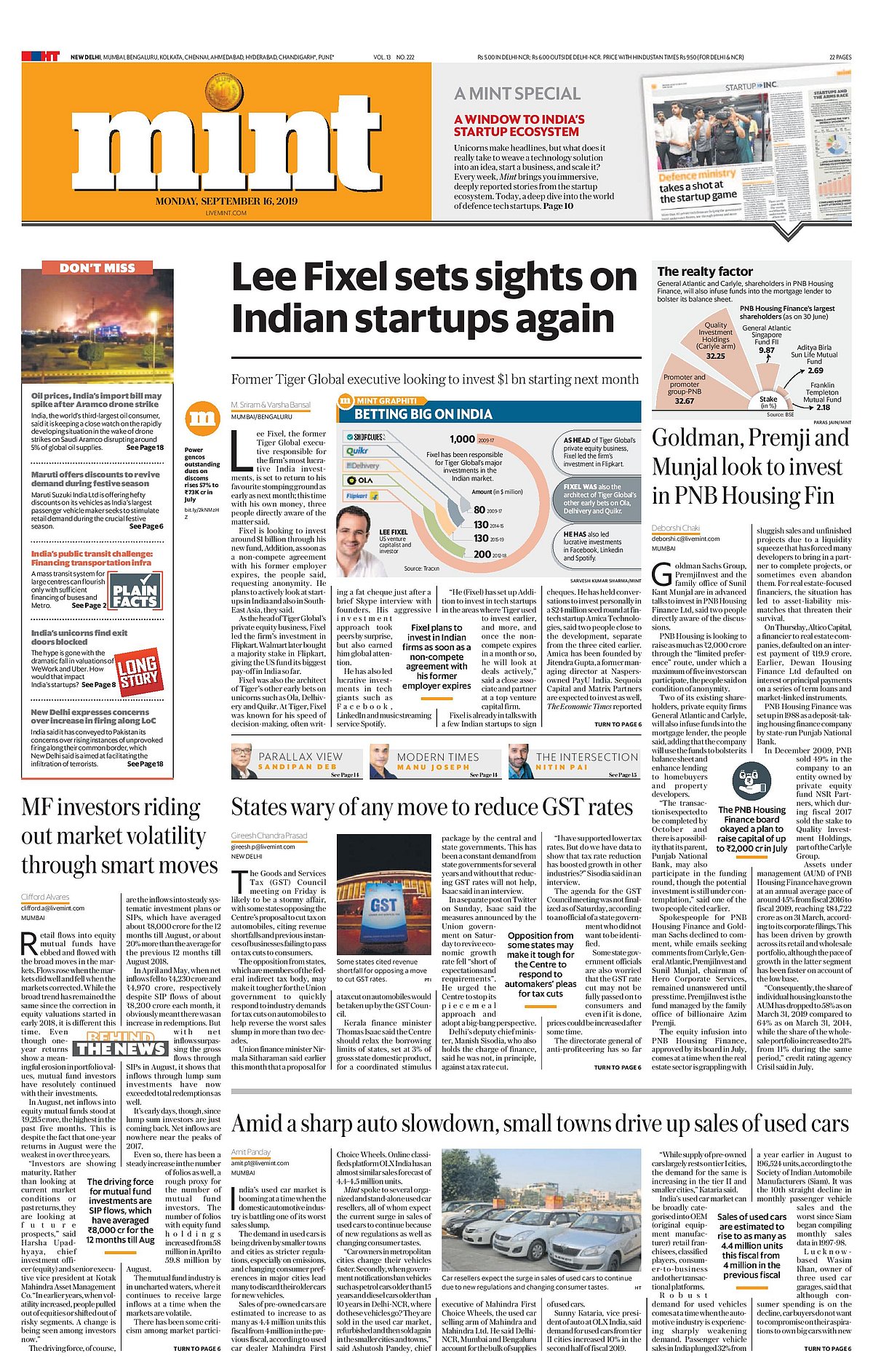 Front Pages This Morning - September 16, 2019 