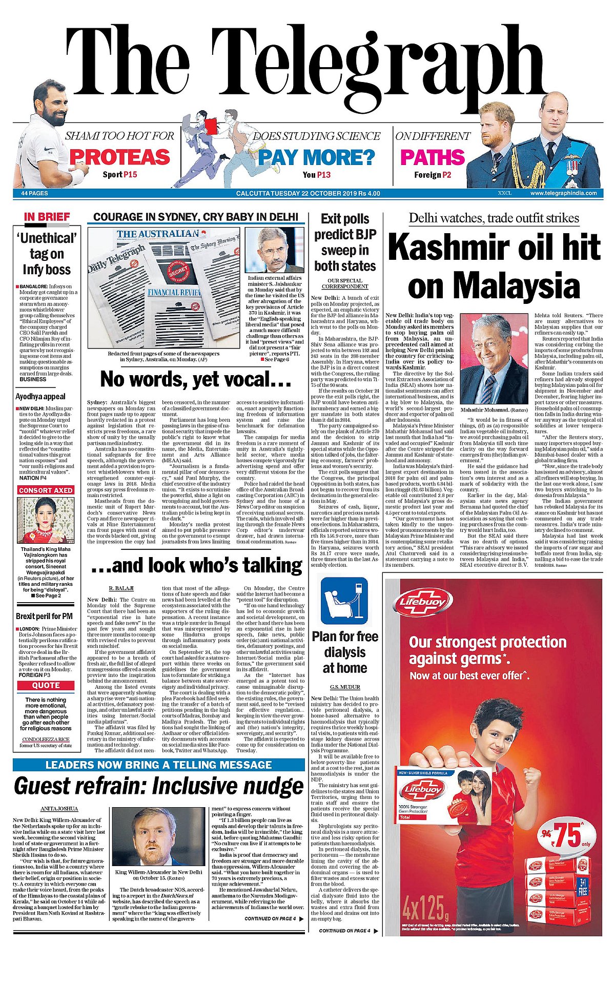 Front Pages This Morning - October 22, 2019  