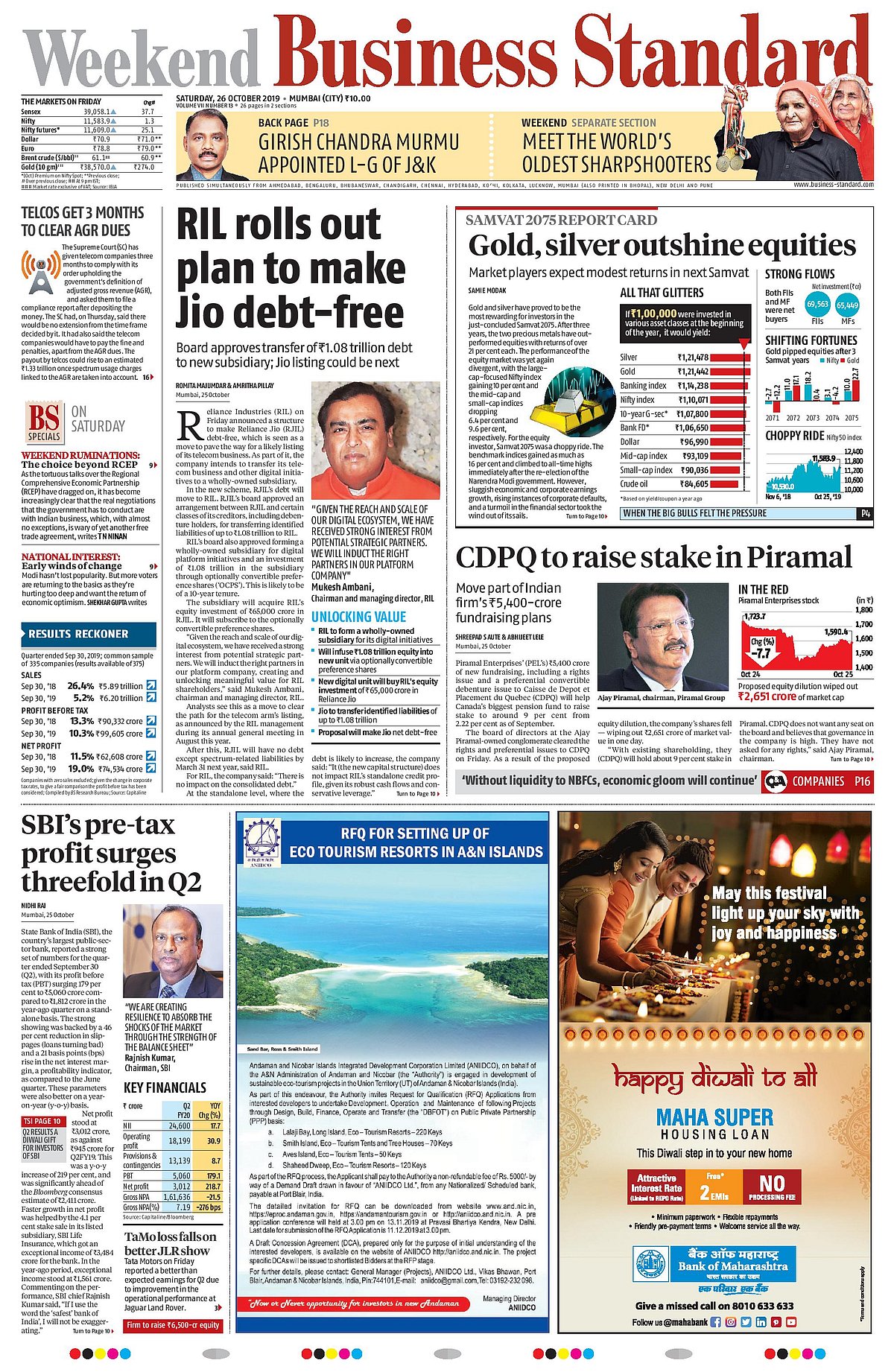 Front Pages This Morning - October 26, 2019