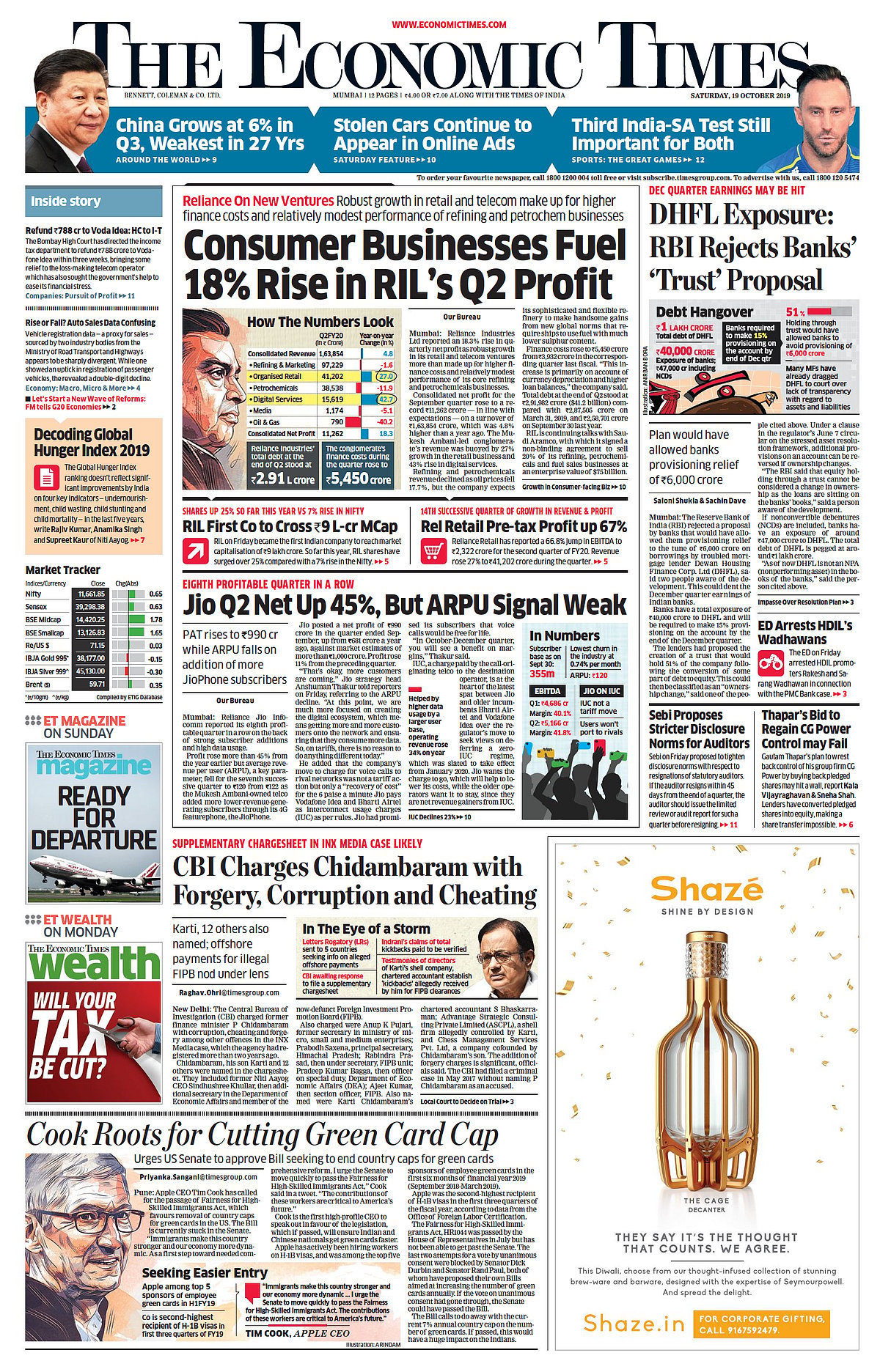 Front Pages This Morning - October 19, 2019    