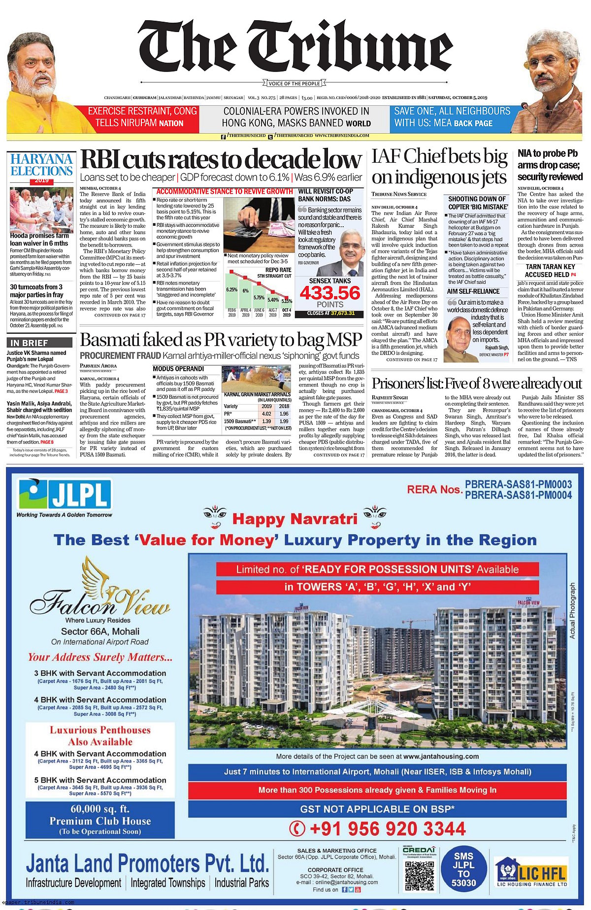 Front Pages this morning- October 5, 2019