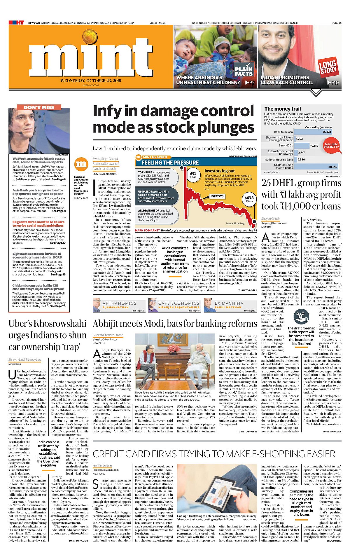 Front Pages this morning - October 23, 2019