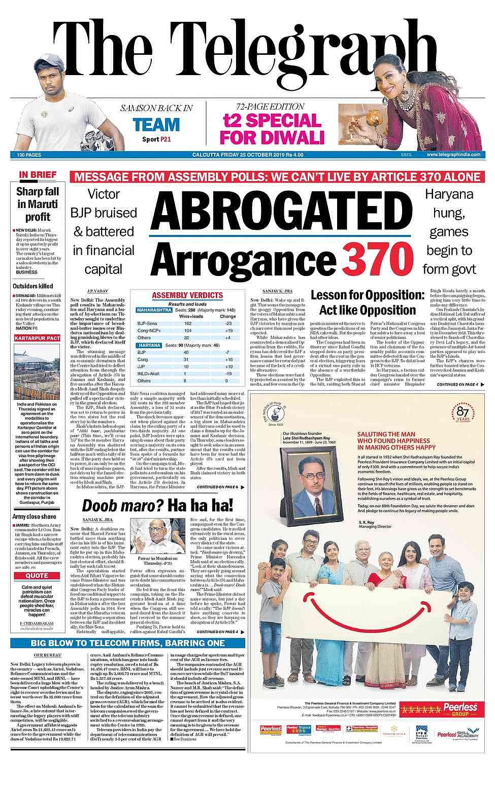 Front Pages This Morning - October 25, 2019